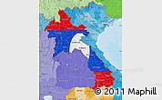 Flag Map of Laos, political shades outside