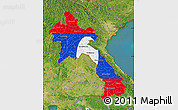 Flag Map of Laos, satellite outside