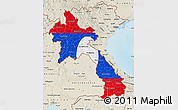 Flag Map of Laos, shaded relief outside