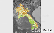 Physical Map of Laos, darken, desaturated