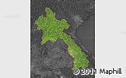 Satellite Map of Laos, darken, desaturated