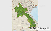 Satellite Map of Laos, shaded relief outside