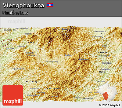 Physical 3D Map of Viengphoukha