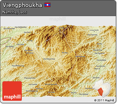 Physical 3D Map of Viengphoukha