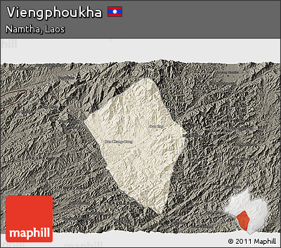 Shaded Relief 3D Map of Viengphoukha, darken