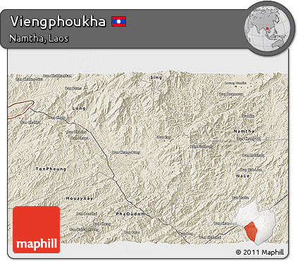 Shaded Relief 3D Map of Viengphoukha
