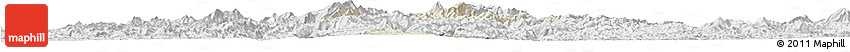 Shaded Relief Horizon Map of Viengphoukha, lighten, desaturated