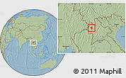 Savanna Style Location Map of Viengphoukha, hill shading