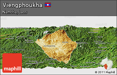 Physical Panoramic Map of Viengphoukha, satellite outside