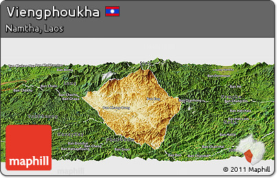 Physical Panoramic Map of Viengphoukha, satellite outside