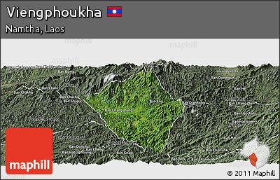 Satellite Panoramic Map of Viengphoukha, semi-desaturated