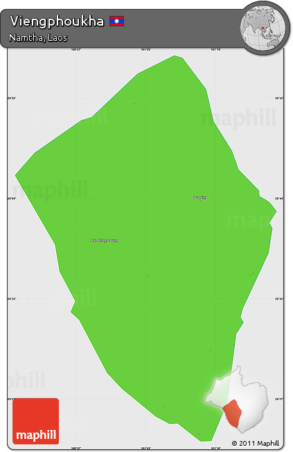 Political Simple Map of Viengphoukha, single color outside