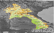 Physical Panoramic Map of Laos, darken, desaturated