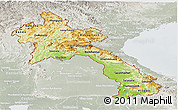 Physical Panoramic Map of Laos, lighten, semi-desaturated