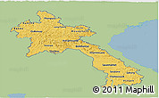 Savanna Style Panoramic Map of Laos, single color outside