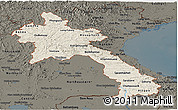 Shaded Relief Panoramic Map of Laos, darken