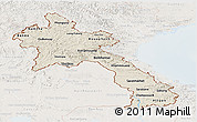Shaded Relief Panoramic Map of Laos, lighten