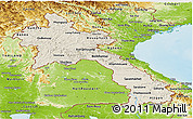 Shaded Relief Panoramic Map of Laos, physical outside