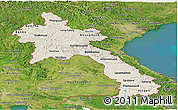 Shaded Relief Panoramic Map of Laos, satellite outside