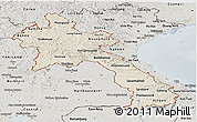 Shaded Relief Panoramic Map of Laos, semi-desaturated
