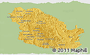 Savanna Style Panoramic Map of Phongsaly, single color outside