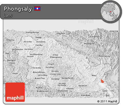 Silver Style Panoramic Map of Phongsaly