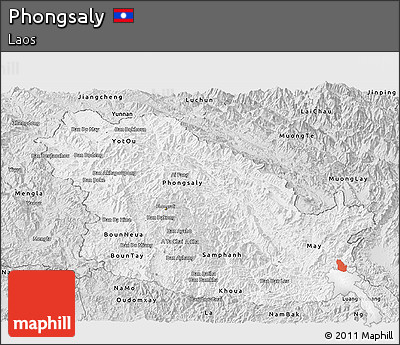 Silver Style Panoramic Map of Phongsaly