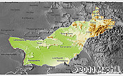 Physical 3D Map of Saravane, darken, desaturated