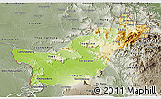 Physical 3D Map of Saravane, semi-desaturated