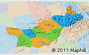 Political 3D Map of Saravane, lighten