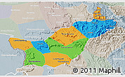 Political 3D Map of Saravane, lighten, semi-desaturated