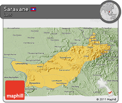 Savanna Style 3D Map of Saravane