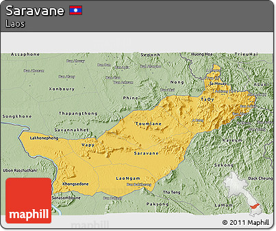 Savanna Style 3D Map of Saravane