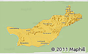 Savanna Style 3D Map of Saravane, single color outside