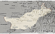 Shaded Relief 3D Map of Saravane, darken, semi-desaturated