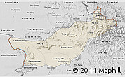 Shaded Relief 3D Map of Saravane, desaturated