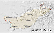 Shaded Relief 3D Map of Saravane, lighten, desaturated