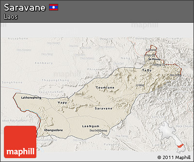 Shaded Relief 3D Map of Saravane, lighten