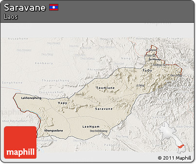 Shaded Relief 3D Map of Saravane, lighten