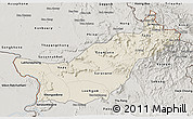 Shaded Relief 3D Map of Saravane, semi-desaturated