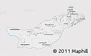 Silver Style 3D Map of Saravane, single color outside