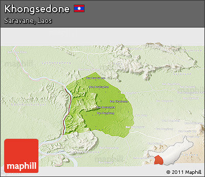 Physical 3D Map of Khongsedone, lighten