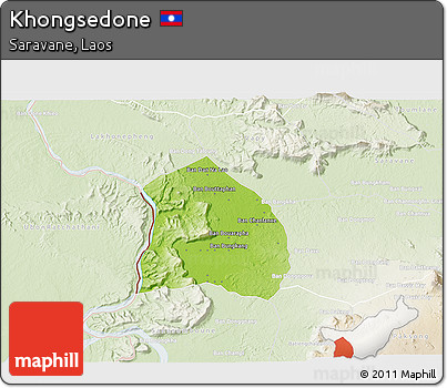 Physical 3D Map of Khongsedone, lighten