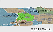 Political Panoramic Map of Khongsedone, semi-desaturated