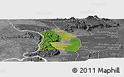Satellite Panoramic Map of Khongsedone, desaturated