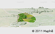 Satellite Panoramic Map of Khongsedone, lighten