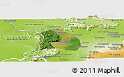 Satellite Panoramic Map of Khongsedone, physical outside