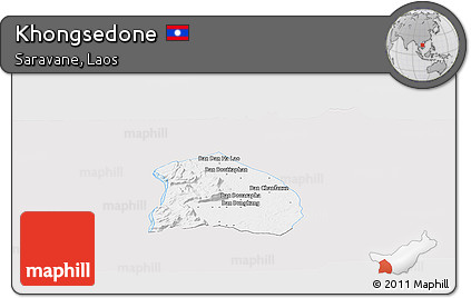 Silver Style Panoramic Map of Khongsedone, single color outside