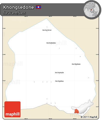 Classic Style Simple Map of Khongsedone, single color outside