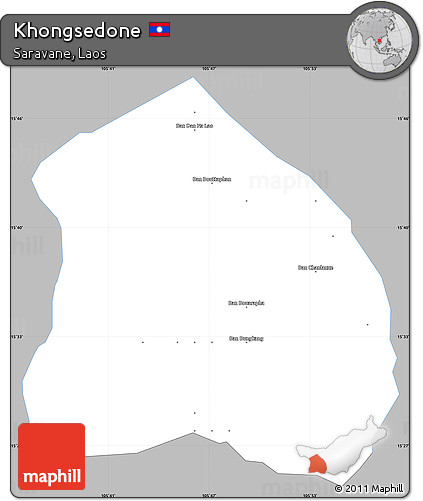 Gray Simple Map of Khongsedone, single color outside
